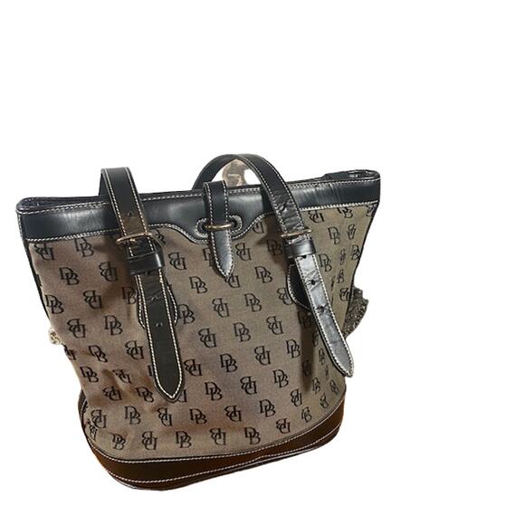Dooney & Bourke Gray Logo Canvas Tote Bag Women Vintage - Picture 1 of 12